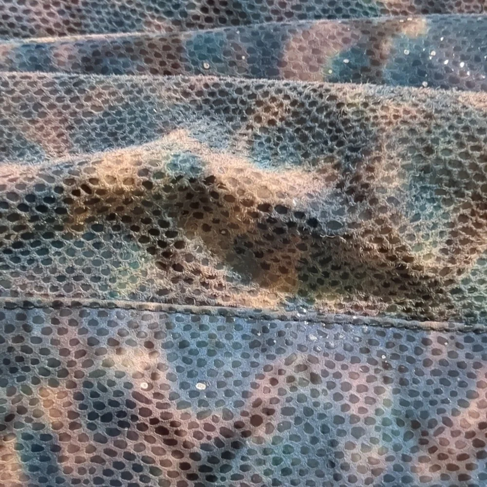 Chicos leather blue snakeskin print moto jacket women size 1.5 - Picture 10 of 10